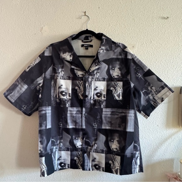Fashion Nova Other - Scissor Hands Men’s Button Up Graphic Black & White Shirt | Size Large